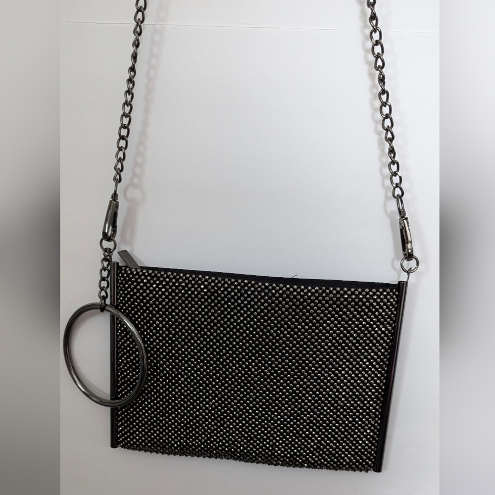Estee And Lilly Crystal Mesh Zip Top Bracelet Clutch